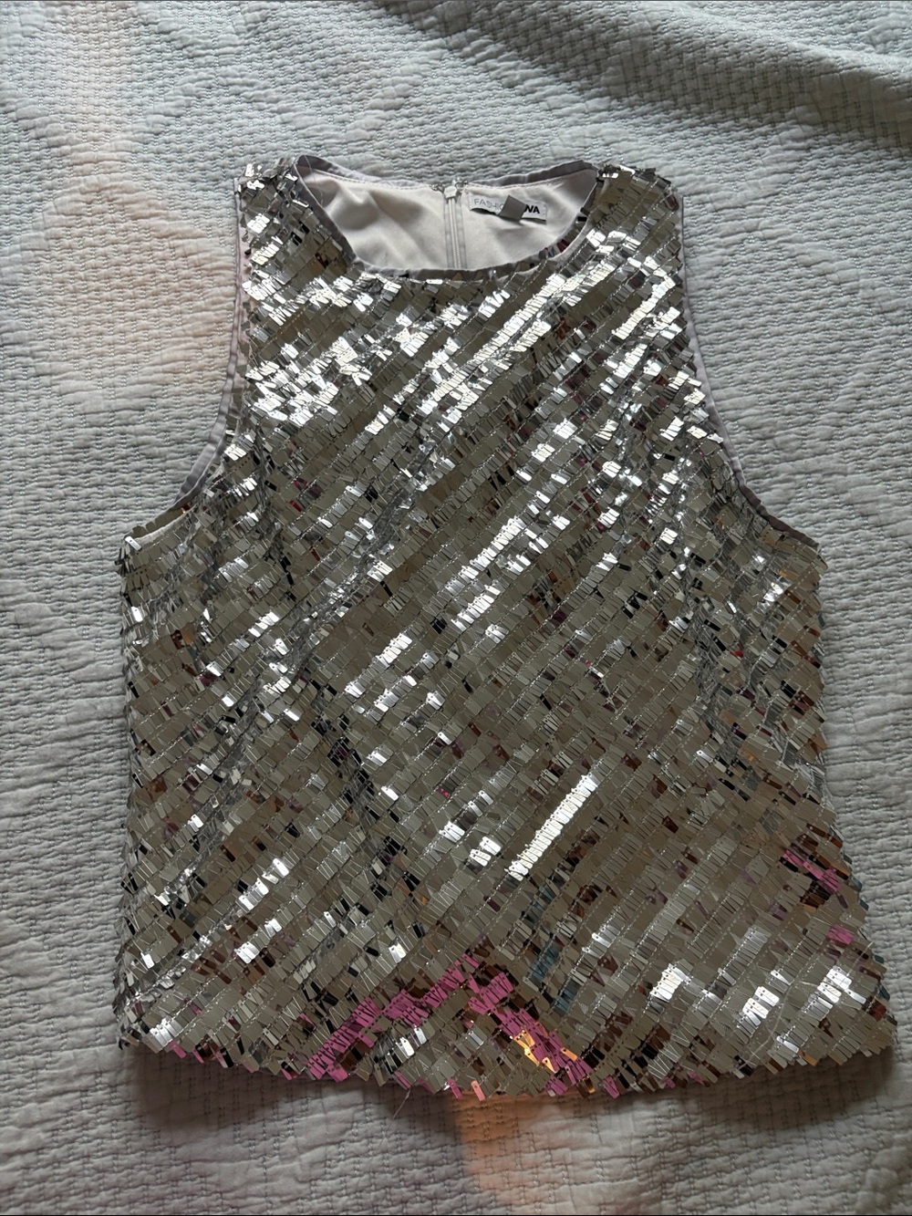 Fashion Nova Silver Sequin Sleeveless Crop Camisole